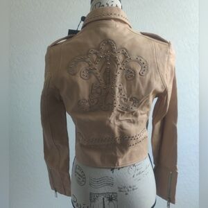 🆕 Doma Nude Peach 100% Lamb Nappa Cowgirl Western Moto Leather jacket #6647_Sm